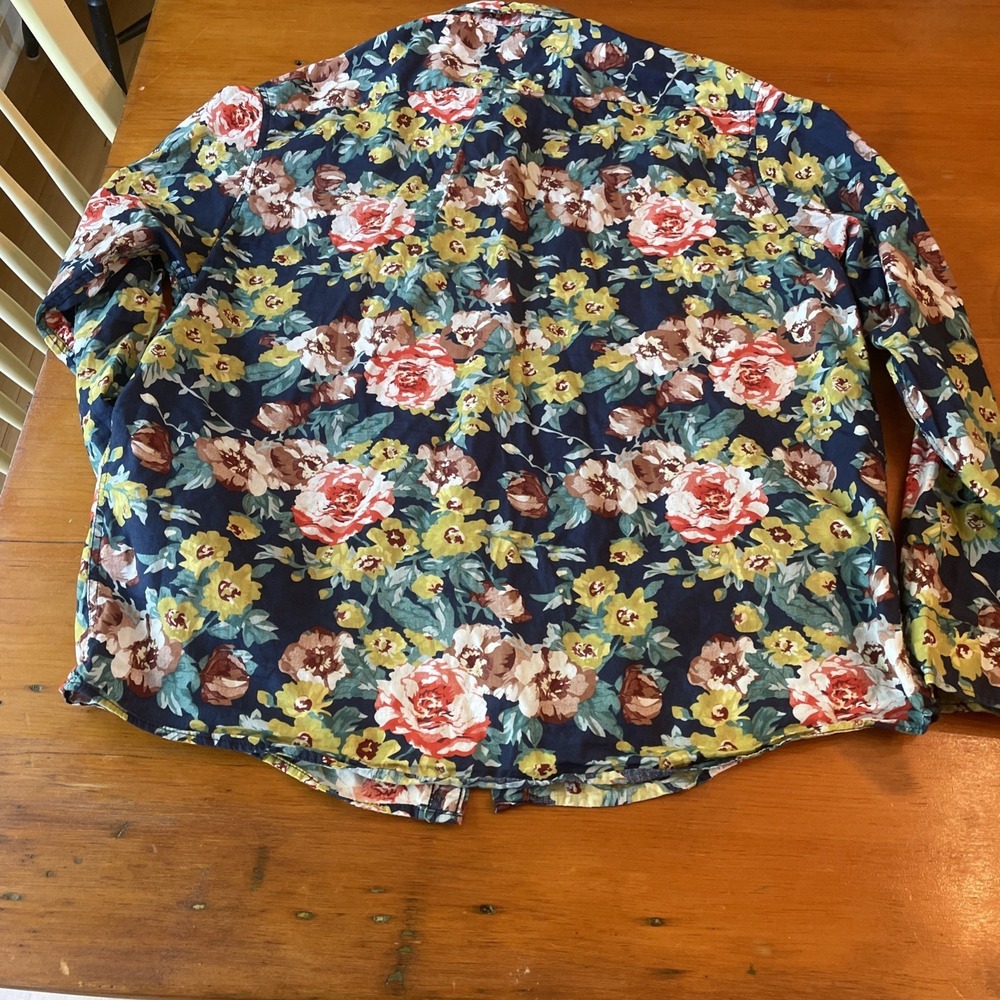 Tunevuse Men's Regular Fit Size XL Floral Collar Button Down Shirt Long Sleeve - Picture 12 of 13